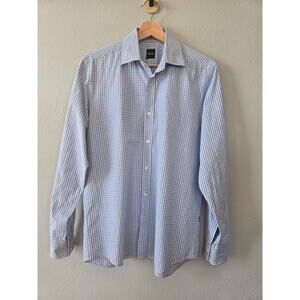 Hugo Boss Gingham Button‑Down Shirt Men’s M Minimalist Classic Casual Dress